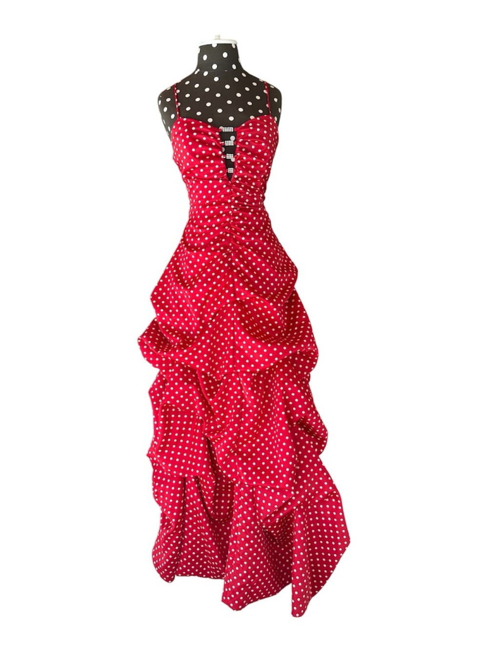 Josh & Jazz Red White Polka Dot Ruffle Cocktail Party Dress Juniors 5/6